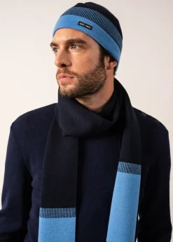 SAINT JAMES Bonnets & Chapeaux*Bonnet bicolore Bretagne Marine/oxygene