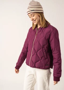 SAINT JAMES Bonnets & Chapeaux*Bonnet de quart rayé Ecru/prune