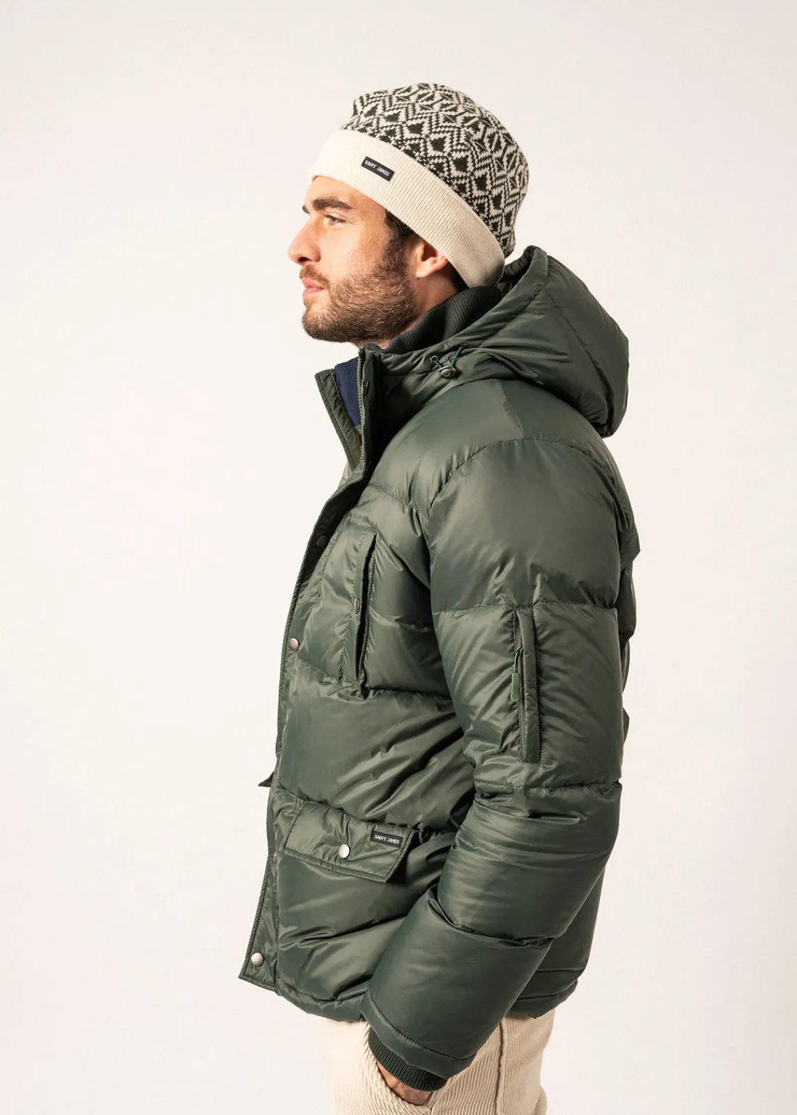 SAINT JAMES Bonnets & Chapeaux*Bonnet en laine Escapade Ecume/vegetal