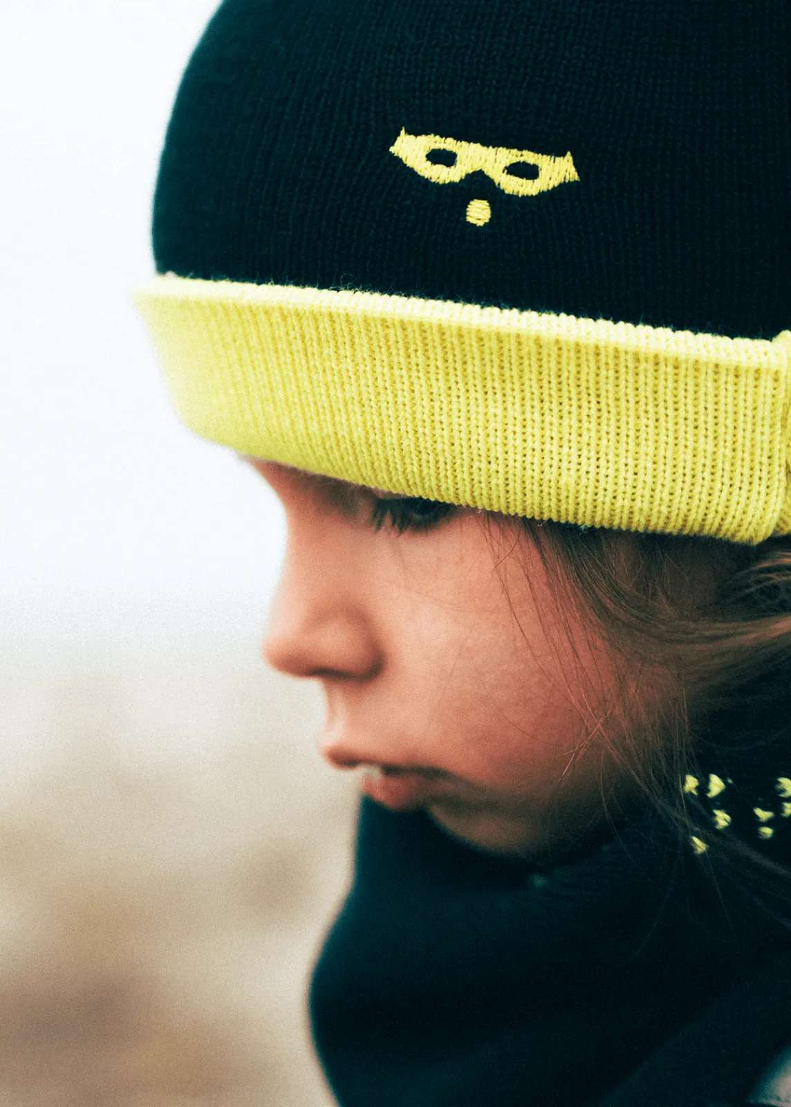 SAINT JAMES Bonnets & Chapeaux*Bonnet enfant uni Navy/jaunefluo