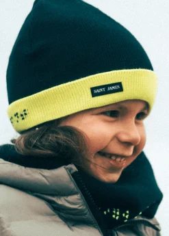 SAINT JAMES Accessoires*Bonnet enfant uni Navy/jaunefluo
