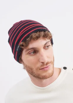 SAINT JAMES Bonnets & Chapeaux*Bonnet marin rayé Cartier Navy/tulipe