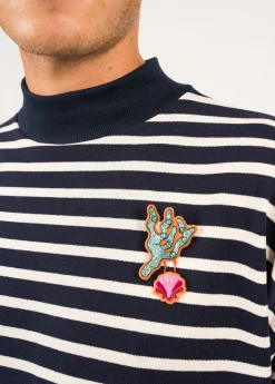 SAINT JAMES Broches*Broche brodée Corail Turquoise