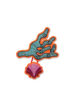 SAINT JAMES Broches*Broche brodée Corail Turquoise