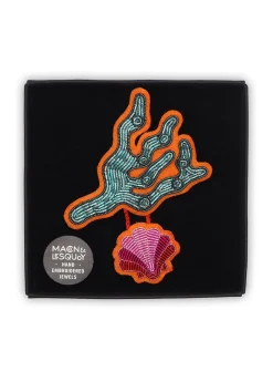 SAINT JAMES Broches*Broche brodée Corail Turquoise