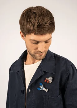 SAINT JAMES Broches*Broche brodée Hermite Blanc/gitane/tulipe