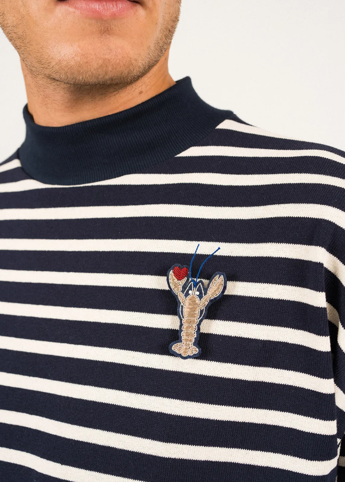 SAINT JAMES Broches*Broche brodée Homard coeur Or