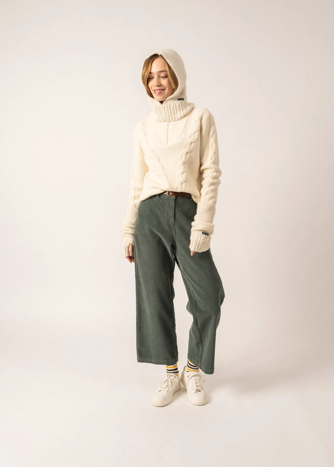 SAINT JAMES Bonnets & Chapeaux*Cagoule en laine Blancd'hiver