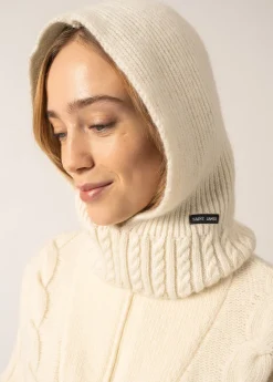 SAINT JAMES Bonnets & Chapeaux*Cagoule en laine Blancd'hiver
