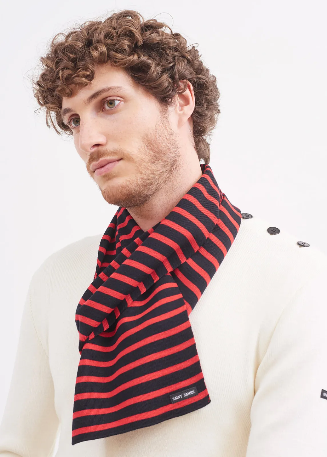 SAINT JAMES Echarpes & Foulards*Echarpe rayée Duguay Navy/tulipe