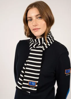 SAINT JAMES Echarpes & Foulards*Echarpe rayée en laine mélangée Navy/ecume