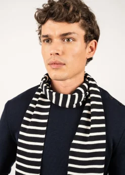 SAINT JAMES Echarpes & Foulards*Echarpe rayée en laine mélangée Navy/ecume