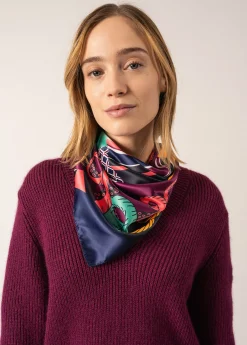 SAINT JAMES Echarpes & Foulards*Foulard carré Navy/trefle