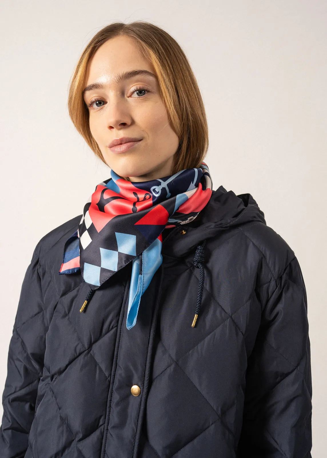 SAINT JAMES Echarpes & Foulards*Foulard carré Navy/tulipe