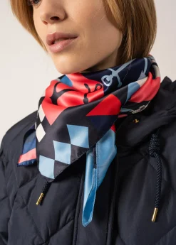 SAINT JAMES Echarpes & Foulards*Foulard carré Navy/tulipe