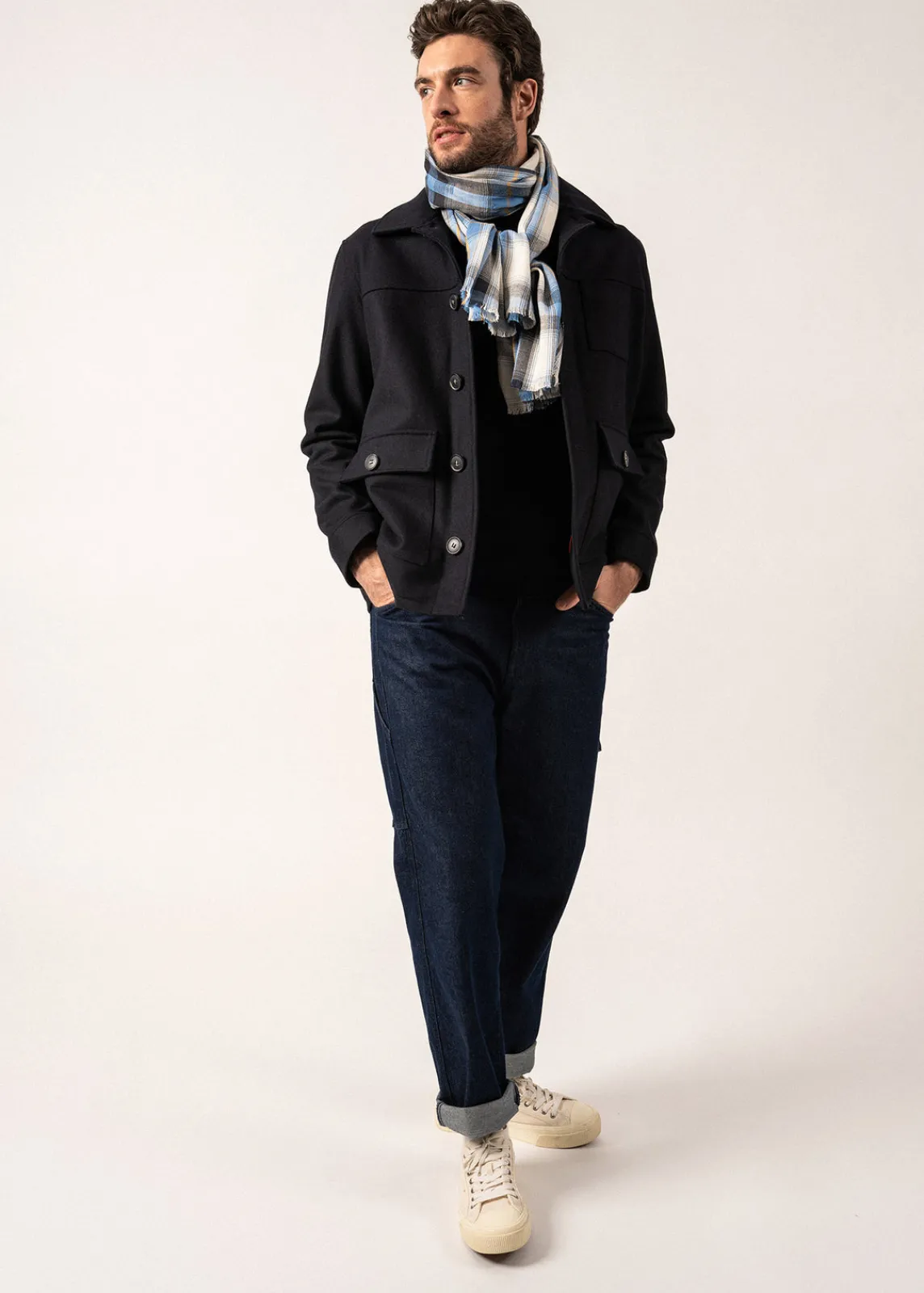 SAINT JAMES Echarpes & Foulards*Foulard en coton et laine Oxygene/ecume