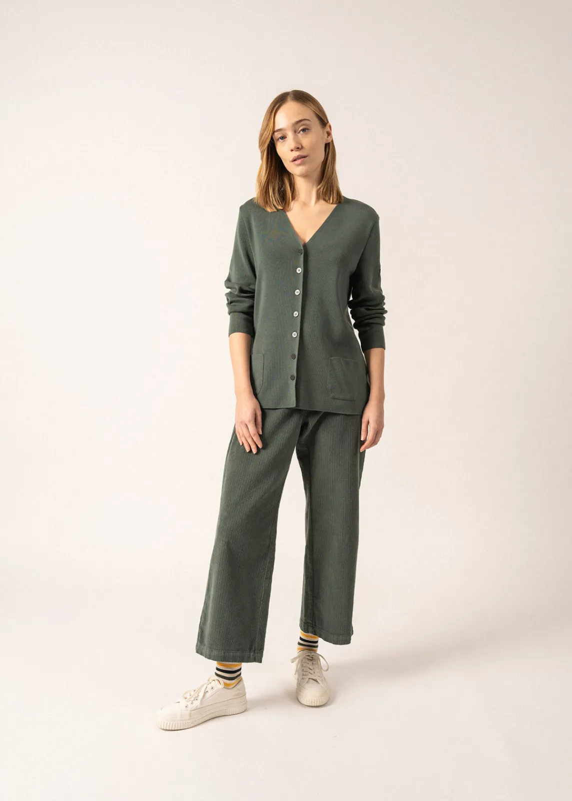 SAINT JAMES Pulls & Gilets*Gilet col V Blainville boutonné Vegetal