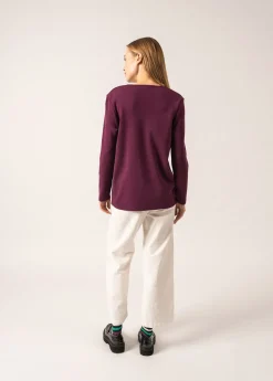 SAINT JAMES Pulls & Gilets*Gilet col V Blainville boutonné Prune