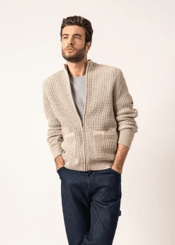 SAINT JAMES Pulls & Gilets*Gilet en laine et coton Koniz Naturel