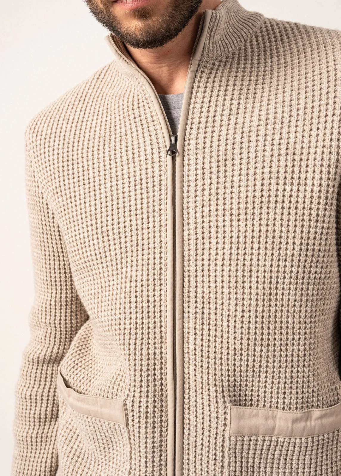 SAINT JAMES Pulls & Gilets*Gilet en laine et coton Koniz Naturel