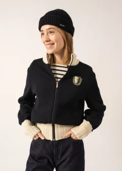 SAINT JAMES Pulls & Gilets*Gilet esprit sport Campus Navy/ecru