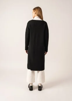 SAINT JAMES Vestes*Gilet long en laine Cirrus Noir/ecume