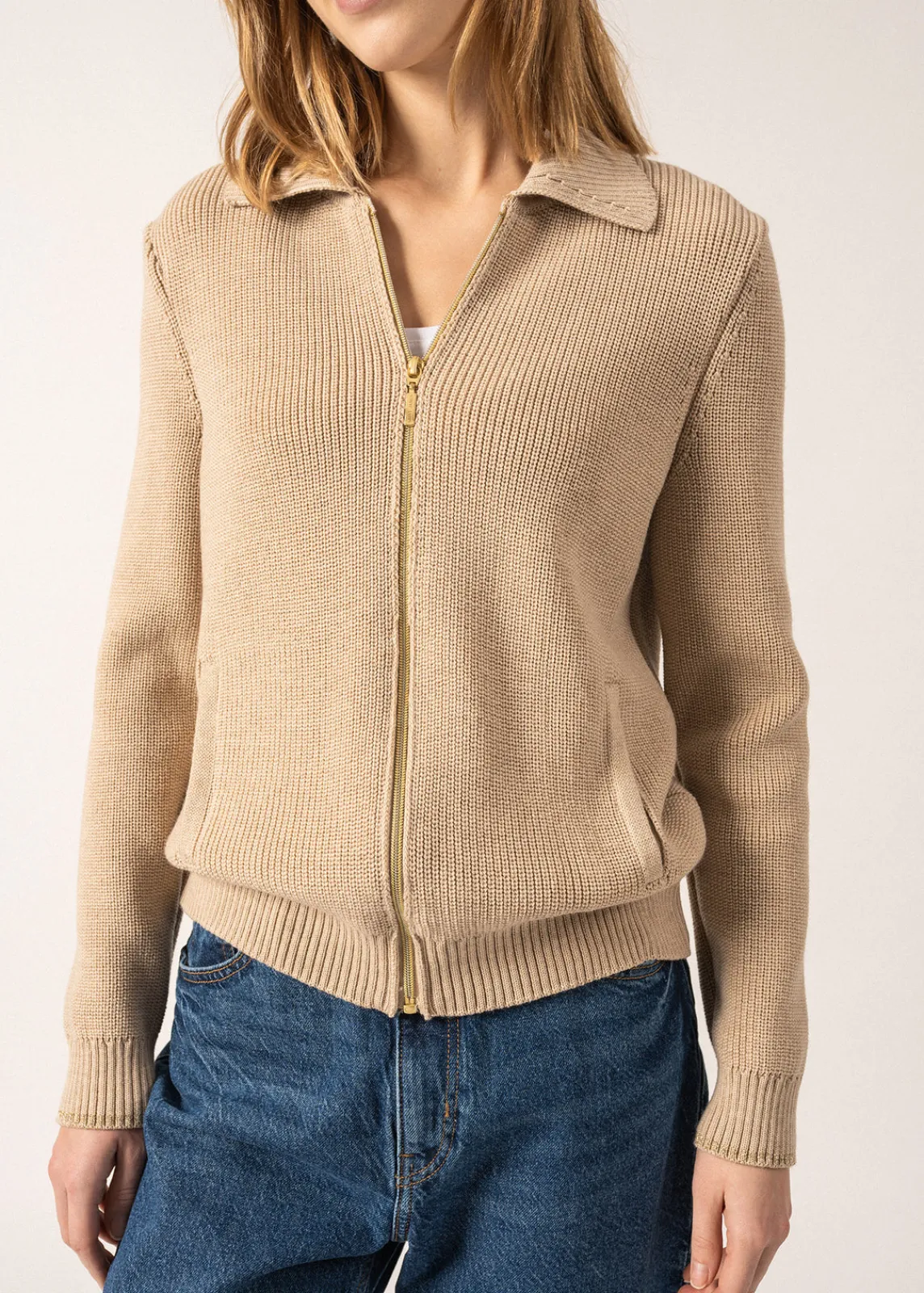 SAINT JAMES Pulls & Gilets*Gilet zippé Moutiers Beige