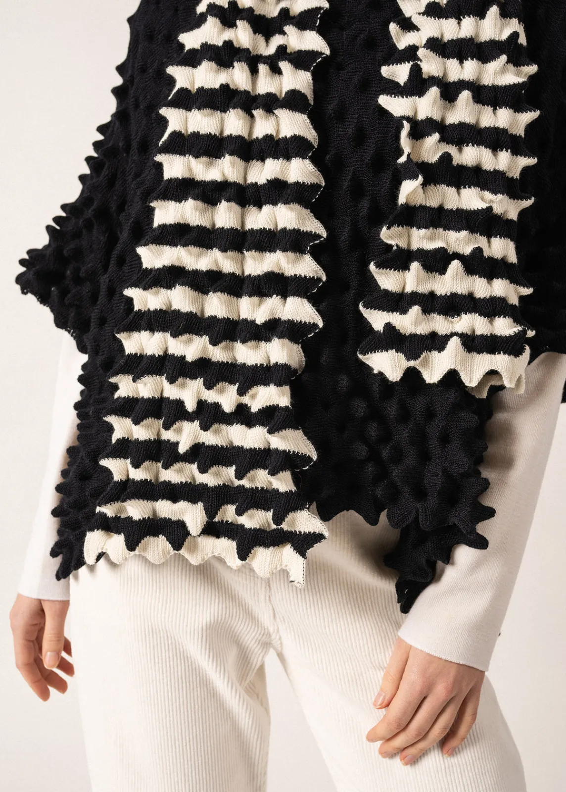 SAINT JAMES Echarpes & Foulards*Longue écharpe effet "nid d'abeille" Alvéole Ecume/navy