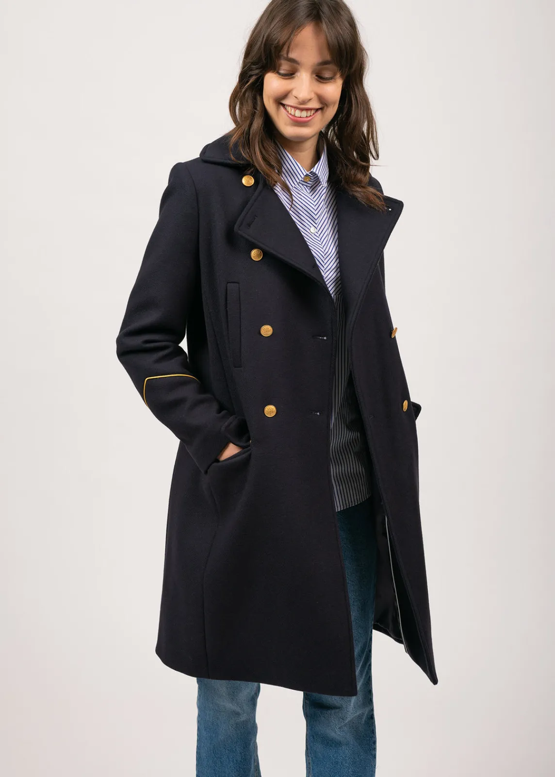 SAINT JAMES Cabans & Manteaux*Manteau inspiration officier Ste Louane Navy