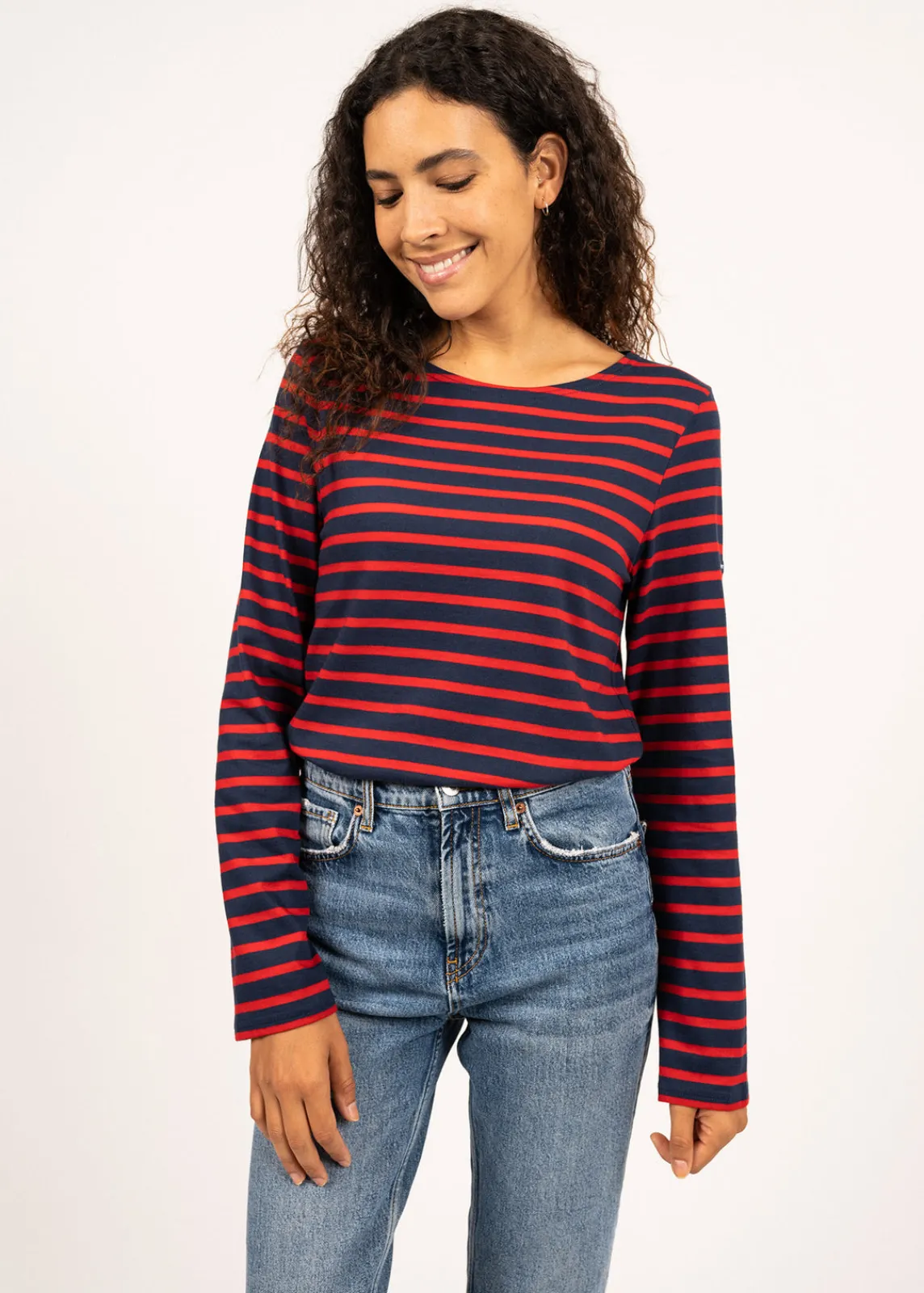 SAINT JAMES Marinières*Marinière mixte Minquiers Marine/tulipe