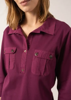 SAINT JAMES Polos & T-shirts*Polo manches 3/4 Oléron Prune