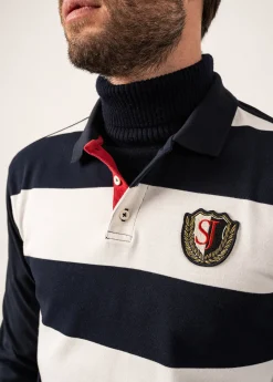SAINT JAMES T-shirts & Polos*Polo rayé style rugby Pierrot Amiral/ecume