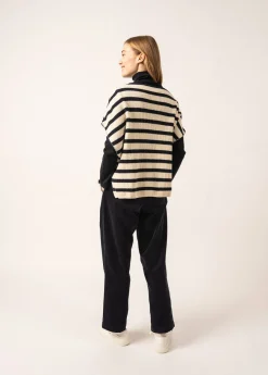 SAINT JAMES Pulls & Gilets*Poncho en laine rayé Ecume/navy