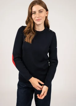 SAINT JAMES Pulls Marins*Pull Brégançon Élysée à coudières contrastées Navy