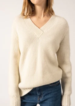 SAINT JAMES Pulls & Gilets*Pull col V Gavarnie Blancd'hiver