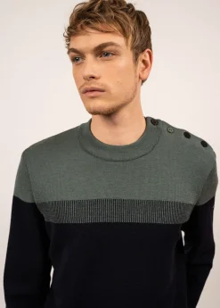 SAINT JAMES Pulls Marins*Pull marin Aquitaine Marine/vegetal