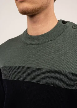 SAINT JAMES Pulls Marins*Pull marin Aquitaine Marine/vegetal