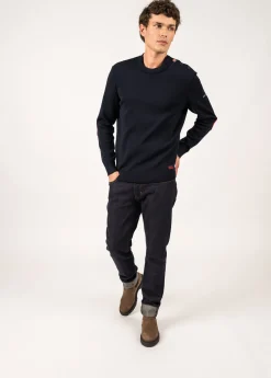 SAINT JAMES Pulls Marins*Pull marin confort à coudières Navy/multico