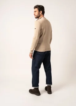 SAINT JAMES Pulls Marins*Pull marin en laine Rives Beige/navy