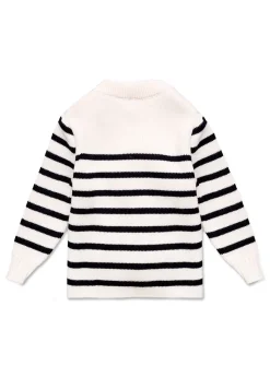 SAINT JAMES Pulls & Gilets*Pull marin rayé bébé Moussaillon Ecume/navy