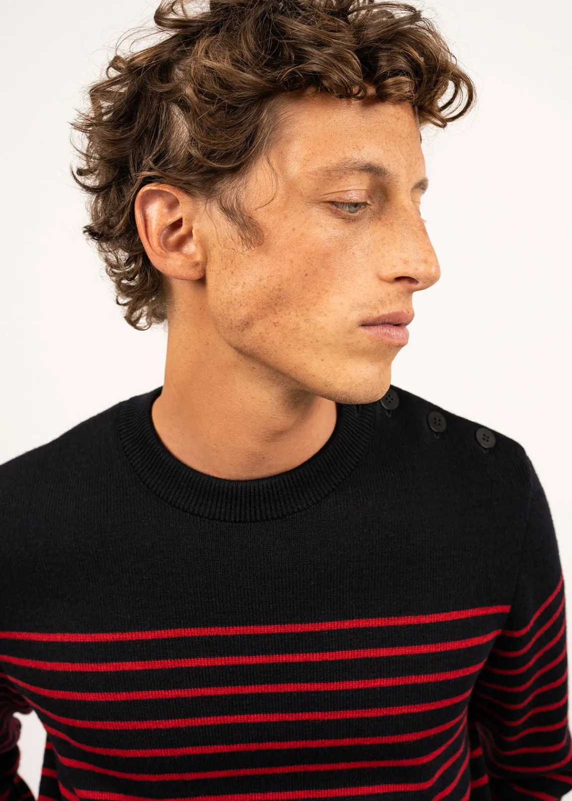 SAINT JAMES Pulls Marins*Pull marin rayé Binic Navy/medoc