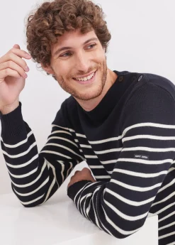 SAINT JAMES Pulls Marins*Pull marin rayé Galiote Navy/ecume