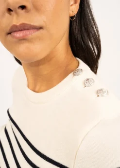 SAINT JAMES Pulls Marins*Pull marin rayé Marée Ecume/navy