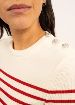 SAINT JAMES Pulls Marins*Pull marin rayé Marée Ecume/tulipe