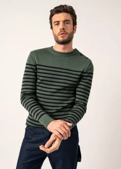 SAINT JAMES Pulls Marins*Pull marin rayé Rochefort Vegetal/navy