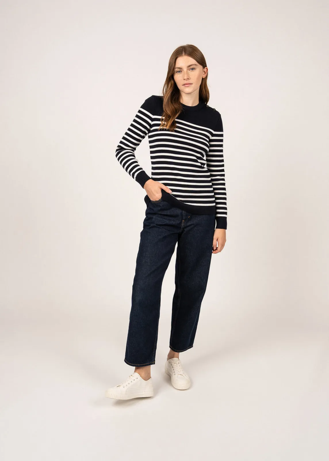 SAINT JAMES Pulls Marins*Pull marin rayé Rochefort Navy/ecume