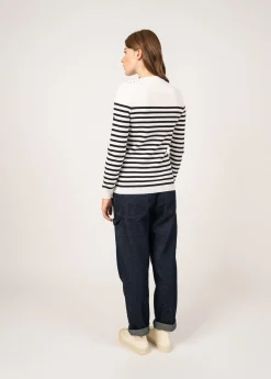 SAINT JAMES Pulls Marins*Pull marin rayé Rochefort Ecume/navy