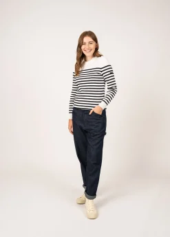 SAINT JAMES Pulls Marins*Pull marin rayé Rochefort Ecume/navy