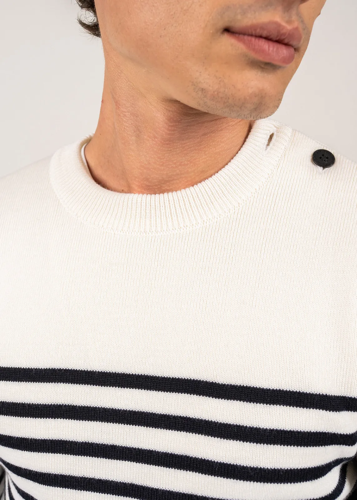 SAINT JAMES Pulls Marins*Pull marin rayé Rochefort Ecume/navy