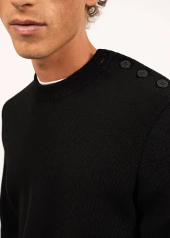 SAINT JAMES Pulls Marins*Pull marin uni Cancale Noir